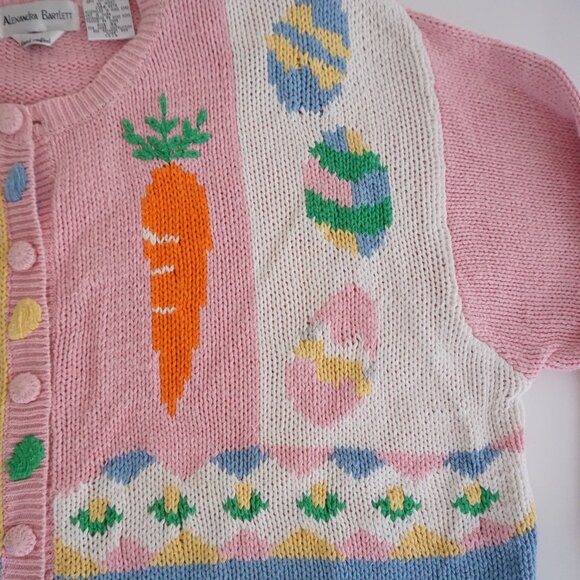 Vintage Alexandra Bartlett Easter Sweater Bunny Carrot Chick Cottagecore 3X - Picture 5 of 11